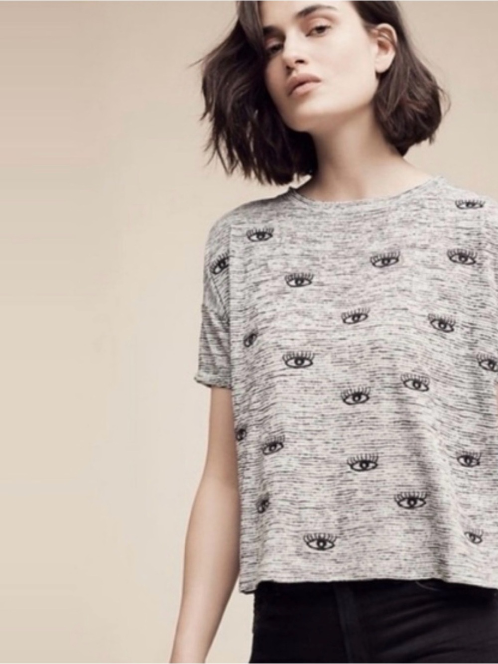 AKEMI + KIN ANTHROPOLOGIE Women’s All Seeing Evil Eye Black White Women’s Top M